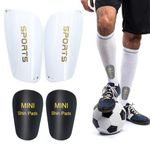 2 Pairs Football Shin Pads 2 Sizes, MINI Shin Pads + Youth Football Shin Guards Football Training Protector Low Leg Pads Soccer Leggings Plate Shin Guards, Ultra-Lightweight, Compact & Comfortable