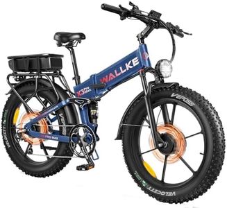 W Wallke Actual 2800W Dual Motor Folding Mountain Electric Bike, 48V 44Ah Battery 170 Mile,26" Fat Tire 35MPH Fast Adult Ebike, Full Suspension Hydraulic Brake, UL2849 Certification