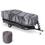 Pyle Protective Storage Boat Cover - Universal Waterproof and Weather Resistant with Sun Damage Protection Armor Shield/Marine Grade Canvas for 17 to 20ft Trailer Pontoon - PCVHP660