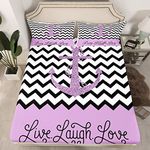 Erosebridal Nautical Bedding Set, Purple Anchor Fitted Sheet Twin Size Geometric Ripples Stripe Bed Sheet, Beach Theme Bedding Decor Set 3Pcs for Kids Boys Girls Adult Bedroom Decor,Black White