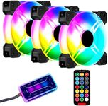 3 Pack RGB Case Fans, 120mm Ultra-Quiet RGB Chassis Cooling Fans, Equipped with Remote Control Hub, 5V ARGB Sync, Matte Finish, Speed Adjustable Colorful Cooler Fan for PC Case.