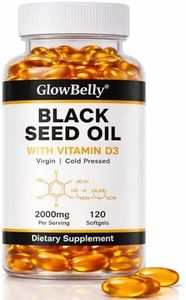 Black Seed Oil Capsules 2000mg | Cold Pressed Nigella Sativa | Black Cumin Seed Oil with Vitamin D3 | 120 Softgels by GlowBelly
