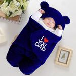 Swissberry baby blanket new born pack of hooded swaddle wrapper pack of 1 pc.(I Love Dad Navyblue, 0-6 Months)