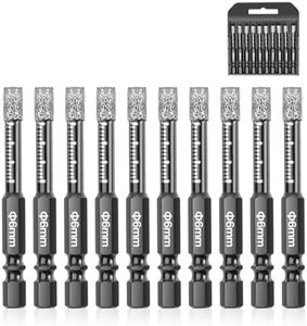 Diamond Drill Bits,NOEAIKE 10-Pack 1/4"(6mm) Dry Diamond Core Drill Bit Set for Ceramic,Granite,Tile,Glass,Marble,Brick,Stone with 1/4 Hex Shank