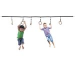 VIXERA Ninja Warrior Obstacle Course for Kids, Slackline Double The Fun Exciting Obstacles Cargo Net Rope Ladder, Wooden Gymnastic Ring Monkey Bars Ninja Course for Kids Physical Exercise Tools