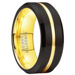 Netsky 8mm Tungsten Rings for Men Women Wedding Band，Black Blue/Gold/Red Fashion Tungsten Carbide Wedding Promise Engagement Matte Finish Beveled Edges Comfort Fit Size 8 to 13, 9, No Gemstone