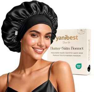 YANIBEST Silk Bonnet for Sleeping Women Double Layer Satin Lined Hair Bonnets for Sleeping Soft Elastic Band Silk Sleep Cap for Curly Natural Hair