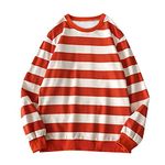 Oversized Sweatshirts for Women Striped Preppy Clothes Fall Teen Girls Outfits Fashion Color Block Crewneck Pullover, A01-orange, Large