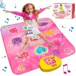 Audasi Dance Mat Toys for Girls Dance Mixer Rhythm Step Play Mat Pink Dance Pad with LED Lights 5 Game Modes Dance Pad for Girls Toys Adjustable Volume Built-in Music Anti-slip Music Mat