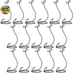 Peohud 16 Pack Ornament Display Stand, 9 Inch Iron Glass Ball Ornament Holder Stand, Air Plant Hanger Stand Home Decors Hook for Hanging Glass Globe, Air Plant Terrarium, Witch Ball, Black