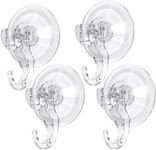 GlobaLink Suction Hooks, 4 Pack Clear Reusable Heavy Duty 3KG Vacuum Suction Cup Hooks, Plastic Smooth Wall Hangers Vacuum Seamless Sucker Hook for Bathroom Kitchen Window Bags Coats Caps Towel