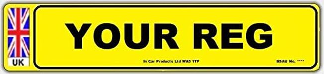 Rear MOT UK Road Legal Car Van Registration Number Plate Yellow With Border Y-UK-UJ-STD-BRD-NP