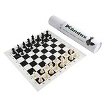 Andux Chess Game Set Chess Pieces and Rollable Board QPXQ-01 (Black,42x42cm)