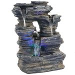 Sunnydaze 5-Stream Rock Cavern 13.5-Inch Tabletop Water Fountain with LED Multi-Colored Lights - Electric Submersible Pump