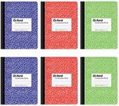 Oxford Composition Notebook 6 Pack, School Supplies, Notebooks for School, Wide Ruled Paper. 9-3/4 x 7-1/2 Inches, 100 Sheets, Assorted Marble Covers, 2 Each: Blue, Green, Red (63762)