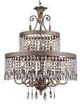 Trans Globe Lighting Crowned Crystal 2-Tier Chandelier, Dark Bronze Gold