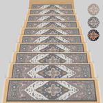 Stair Treads for Wooden Steps Indoor, 15 Pack 8" X 30" Runner Non Slip Carpet Stair Rugs Safety Mats for Dogs, Kids & Elders, Stairway Grip Step Treads Grey