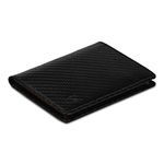 FOXHACKLE Slim Leather Card Holder for Men & Women | Bifold RFID Blocking Thin Credit Card Case Wallet | Minimalist Small Card Wallet | Brown Color (Carbon Black Tannish)