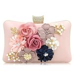 INOVERA (LABEL) Women's Floral Evening Clutch Ladies Party Wedding Purse Bag (Rose Gold)