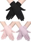 Boao 3 Pairs Women Sun Protective Gloves Driving Gloves Women UV Protection Sun Protection Gloves Touchscreen Gloves for Summer Driving Riding (Black, Purple, Light Pink)