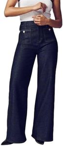 Tatumaie oprah's Favorite Things,Oprah's Favorite Jeans Pants,Tummy Control Sailor Wide Leg Trouser,Chiccurva Jeans,High Waisted Cropped Denim Pants Dark Blue Long XL