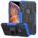 ALDHOFA iPhone X Case,iPhone Xs Case,Heavy Duty Shock Proof Protective Phone Case,Dual Layer Hybrid Cover with Kickstand for iPhone X/Xs-Blue