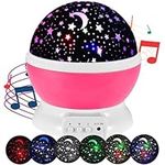 Night Light for Kids Music Star Projector Night Light Rotating Star Moon Lamp for Toddler Girls Toy Color Change Light Music Baby Night Light for Kids Children Bedroom Decor Party Nursery (Pink)