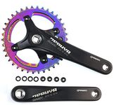 splumzer【UK STOCK Road Bike Crank, Mountain Bike 170mm Square Crankset with 104 BCD 32/34/36/38T Chainring, Aluminum Alloy MTB Crank Narrow Wide CNC Round Chainring Bolts (Colorful, 34T Round)