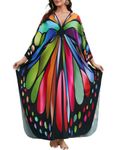 Bsubseach Kaftan Dresses for Women Plus Size Caftans Long Beach Swimsuit Cover Up Summer Loungewear Colored Butterfly