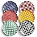 DOWAN 8.5" Colorful Dinner Plates - Set of 6, Large Ceramic Plates for Salad, Pasta, Pancakes, Steak - Serving Plates for Party, Wedding, Restaurant, Picnic - Dishwasher & Microwave Safe