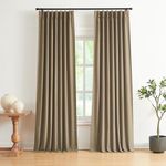 Vision Home Brown Pinch Pleated Full Blackout Curtains Linen Blended Room Darkening Window Curtains 120 inch for Living Room Bedroom Thermal Insulated Pinch Pleat Drapes with Hooks 10ft 40" Wx120 Lx2