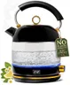 Glass Electric Kettle No Plastic, Stainless Steel, Auto Shut Off and Keep Warm Function - Black and Gold Tea Kettle with Temperature Control – 1500W Fast Hot Water Boiler for Coffee and Tea