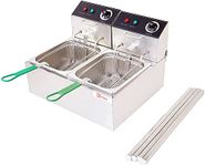 Kiran Enterprise Stainless Steel Electric 8 Liter Double Pan Deep Fryer with Detachable Leg for Restaurant and Kitchen and commercial Use