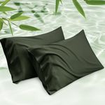 Bedsure Cooling Pillow Cases Standard Size, Rayon Derived from Bamboo Cooling Pillowcases for Hot Sleepers, Soft & Silky Pillow Covers with Envelope Closure, Olive Green, Gifts, 20x26 Inches