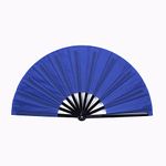 1SourceTek Chinese Fan Nylon Cloth Handheld Folding Fan Folding Fan Chinese Kung Fu Tai Chi Fan Dance Fan Birthday Gift Party Decoration (Blue)