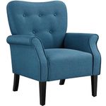 Yaheetech Modern Tub Chair, Mid-Century Polyester Accent chair Sofa Chair with Soft Padded and High Back for Living Room/Bedroom/Home Office Navy Blue