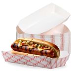 7" Red Checker Paper Hot Dog Trays- Pack of 50ct