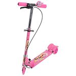 NexVox Nex Vox Kick Scooter for Kids 3 Wheeler Foldable Kick Skating Cycle with Brake and Bell, LED on Wheels and Height Adjustable for Boys and Girls for 3-7 Years (Pink)