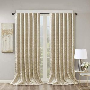 Sun Smart Cassius, Single Total Blackout Curtain for Bedroom, Luxurious Sheen Marble Jacquard, Window Treatment Panel, Rod Pocket Top, Easy to Hang, Fits 1.25" Rod, Machine Washable, 50" x108" Gold