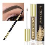 Semi-permanent Waterproof Eyebrow Gel, Upgraded, 48 Hours Long Lasting, Smudge-Proof, Sweat Resistant, Natural, Tinted Brow Pen,with Brush, 5g (02# BRUNETTE)