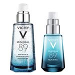 Vichy Hydrating Bundle, Mineral 89 Serum and Daily Face Moisturizer Skin Booster 50ml and Mineral 89 Eyes Hydrating Serum with Hyaluronic Acid 15ml