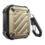 SUPCASE Unicorn Beetle Pro Series Case Designed for Airpods 1 & 2, Full-Body Rugged Protective Case with Carabiner for Apple Airpods 1st & 2nd (Gold)