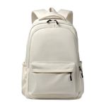 School Bags for Girls, Lightweight Backpack School Bags for Girls Secondary School, Waterproof Rucksack Aesthetic School Backpacks Casual Daypack for Kids, Women, Men, College Travel Work Bag (White)