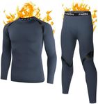 Muezna Men's Thermal Top and Bottom Set Underwear Long Johns Base Layer with Soft Fleece Lined Deep Grey