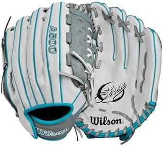 Wilson 2024 A500™ Siren™ 11.75” Youth Infield Fastpitch Softball Glove - Rigth Hand Throw, White/Grey/Teal