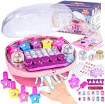 FORMIZON Nail Polish Set Girls with Nail Dryer, Nail Art Crafts Kit Toys for Kids Girls Age 5 6 7 8 9, Nail Salon Accessories with Eyeshadow/False Nail/Glitter, Makeup Kit Party Supplies for Girl
