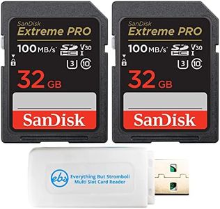 SanDisk 32GB (Two Pack) Extreme Pro Memory Card works with Nikon D3400, D3300, D750, D5500, D5300, D500, AW130, W100, L840 Digital DSLR Camera SDHC 4K V30 UHS-I with Everything But Stromboli Reader