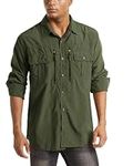 MAGCOMSEN Quick Dry Shirts for Men Long Sleeve Sun Protection Shirts for Men Fishing Shirts for Men Button Up Work Shirts for Men Hiking Shirts for Men Army Green