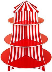 3 Tier Cupcake Foam Stand with Circus Carnival Tent Design for Desserts Birthdays Decorations