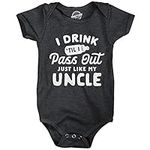 Baby Bodysuit Drink Til I Pass Out Just Like My Uncle Newborn Funny Bodysuit Crazy Dog Novelty Infant Rompers Perfect for Uncle Perfect for Drinking Soft Comfortable Funny Onesi Heather Black 6 Months